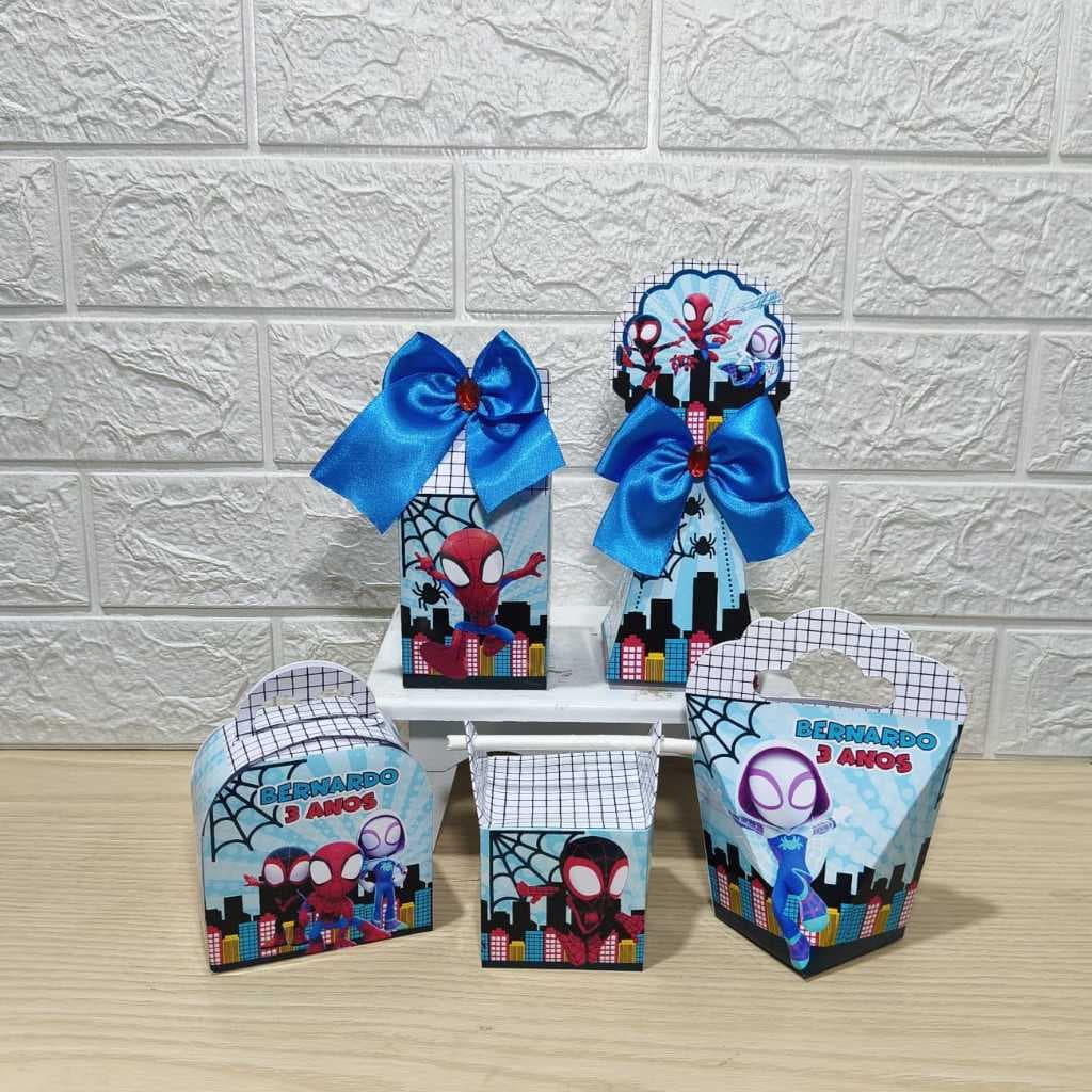 Kit Personalizados caixinhas SPIDER E SEUS AMIGOSS aniversário-Festa PEGUE E MONTE