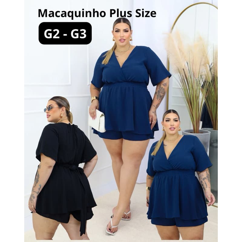 Macaquinho Shorts Saia Plus Size Duna