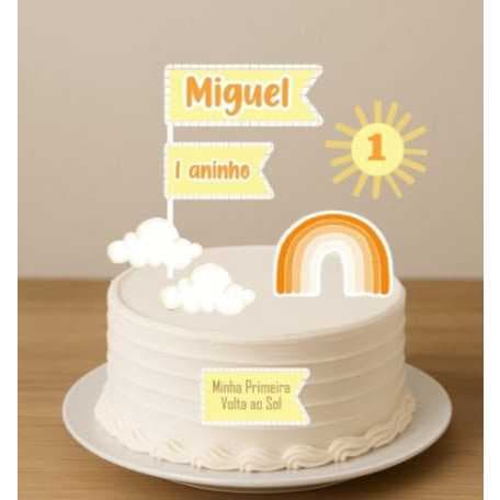 Topo de bolo Minha Primeira Volta ao Sol - festa 1 aninho, festa minha primeira volta ao sol
