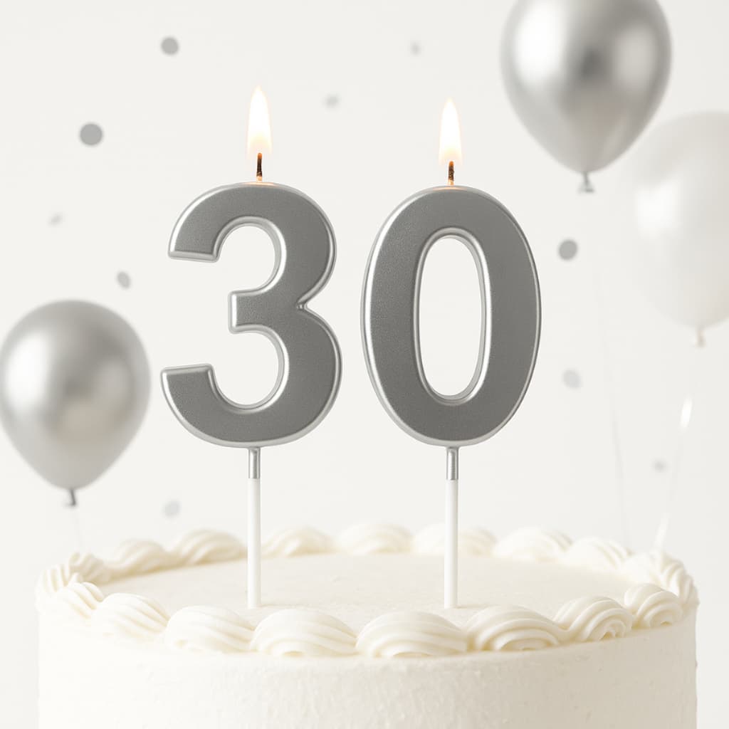 Kit 2 Velas Número De Aniversário Prata Brilhante Linha Premium