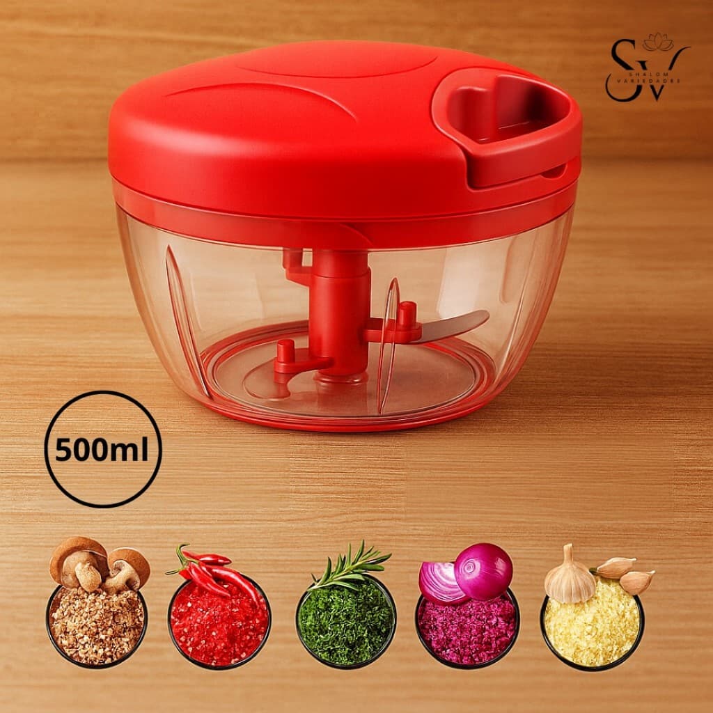 Processador Manual de Temperos 500ml – Pica, Tritura e Mistura