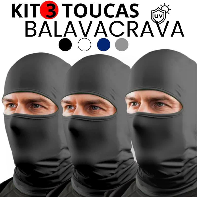 Kit 3 Toucas Balaclava Motoqueiro – Máscara Térmica para Vento- Moto-Bike,-Frio -Esportes
