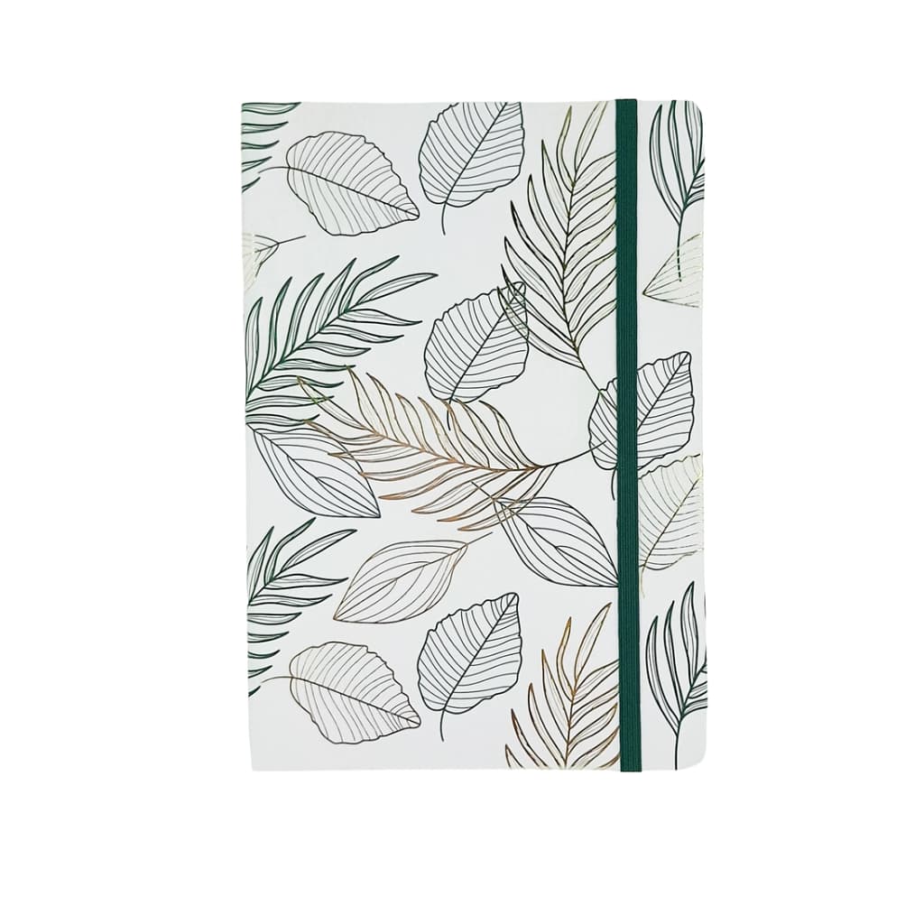 CADERNO A5 FLORAL PAUTADO C/ ELÁSTICO BOTANICO DETALHES DOURADOS BROCHURA BRW