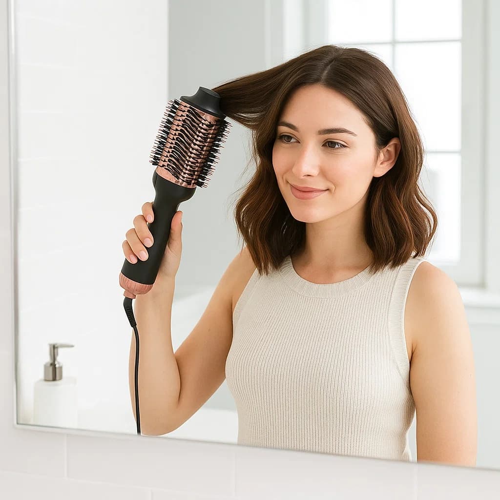 Escova Secadora e Alisadora 4em1 Seca Alisa Modela Escova Íons Anti Frizz Bivolt
