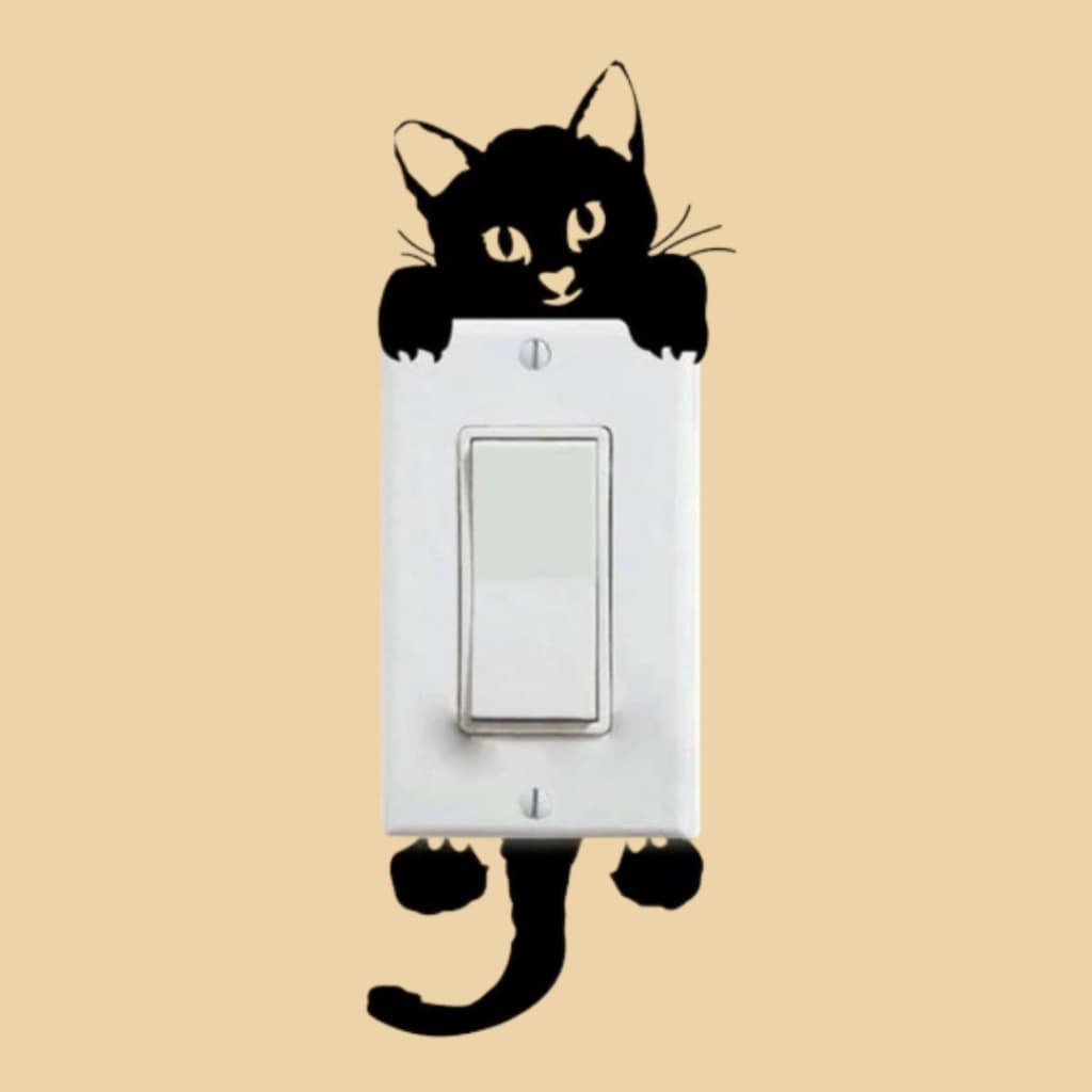 Adesivo de Parede para Interruptor | Gato, Cachorro ou Panda | Decoração Criativa Quarto Sala