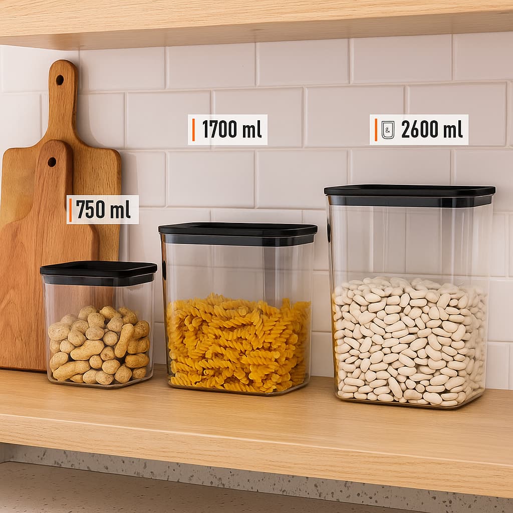 Conjunto Potes Hermeticos Vedacao Perfeita Armazenamento Organizador Cozinha 3 Pecas