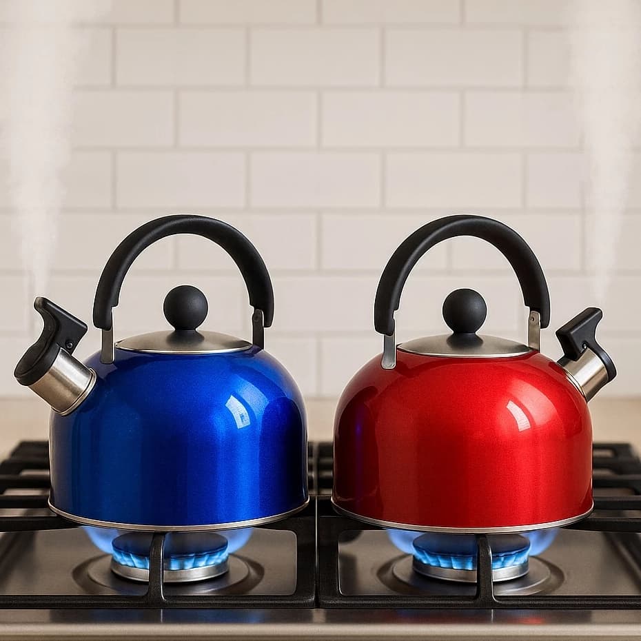 Chaleira Com Tampa E Apito Em Aço Inox 2 Litros - Azul  ou   Vermelha promoção