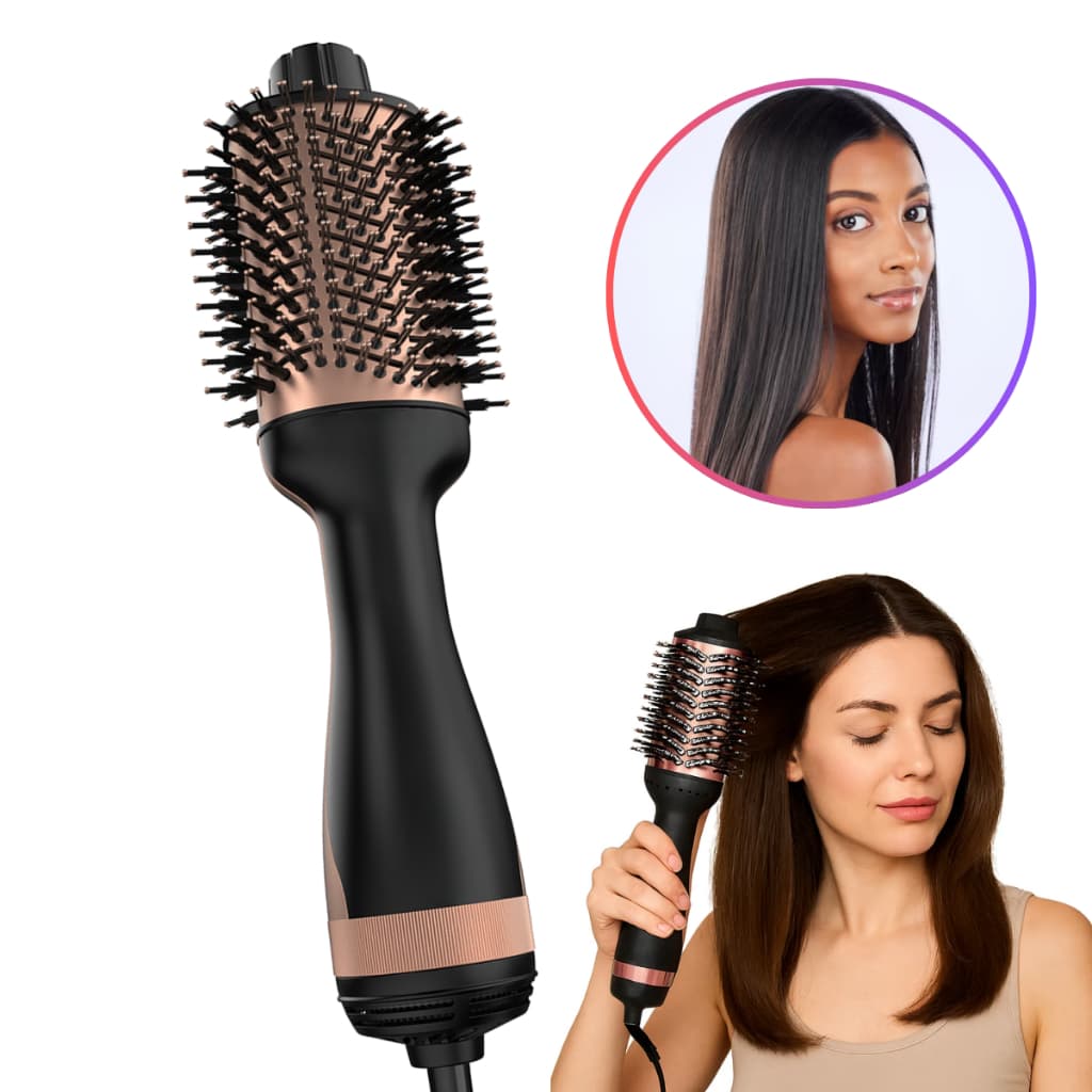 Escova Secadora Elétrica Modeladora Profissional 3 em 1 Modela Seca e Alisa Cabelo Bivolt 1300W