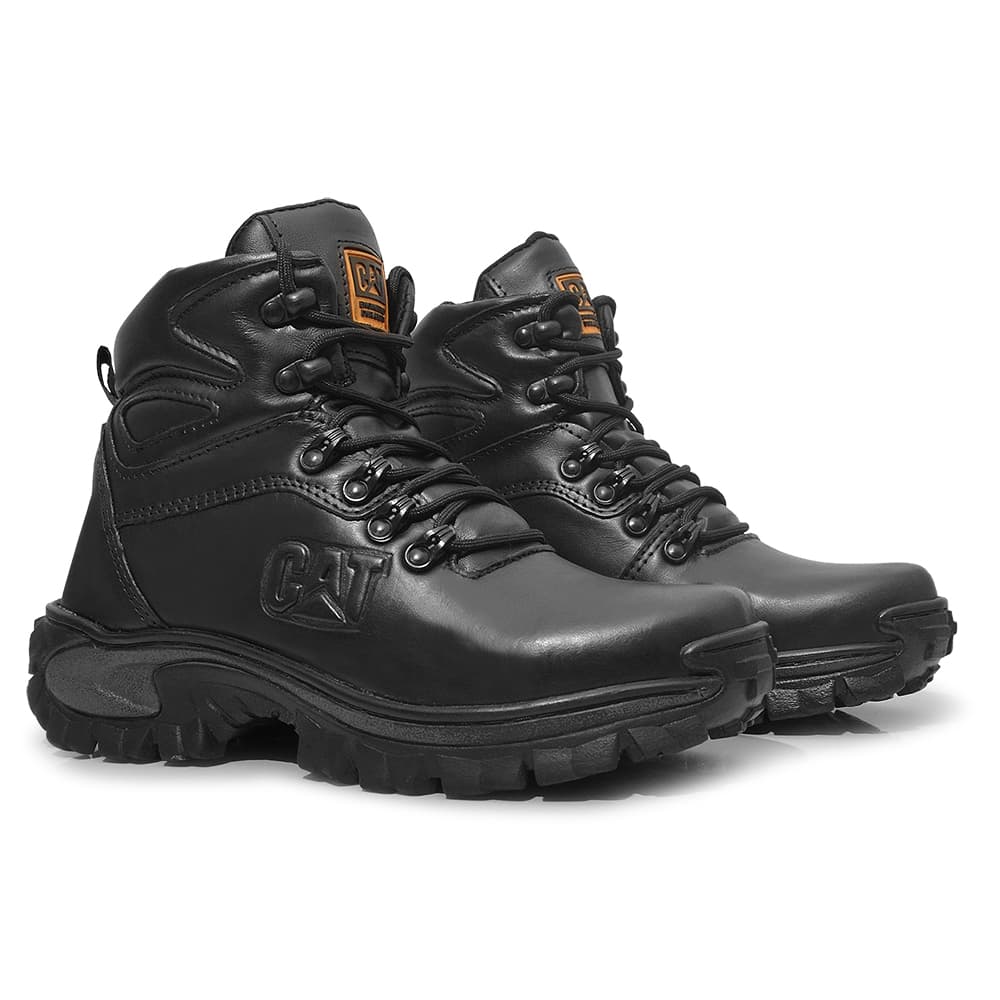 Coturno Masculina de Couro 2067 Preta New Cat Coturno Botas Botina Botinha Masculino 35 ao 48