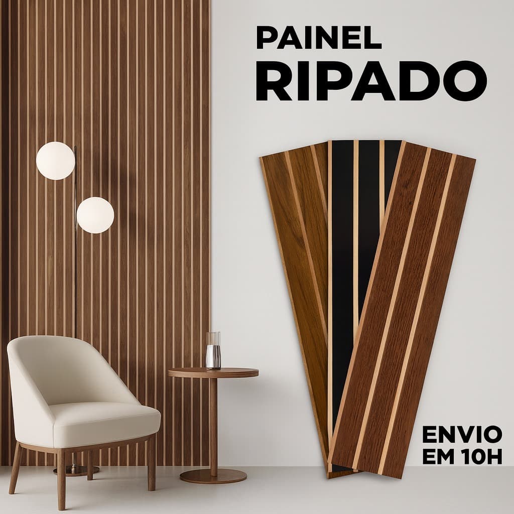 Kit 35 Painel Ripado Revestimento de Parede 45x11 MDF