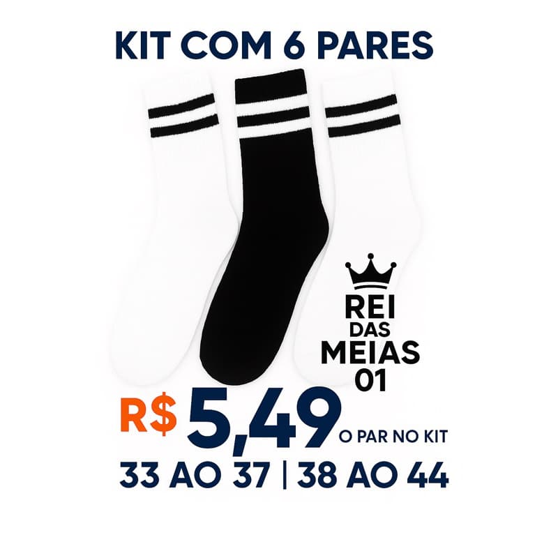 Kit 6 Pares Meia Moderna Cano Alto Canelada
