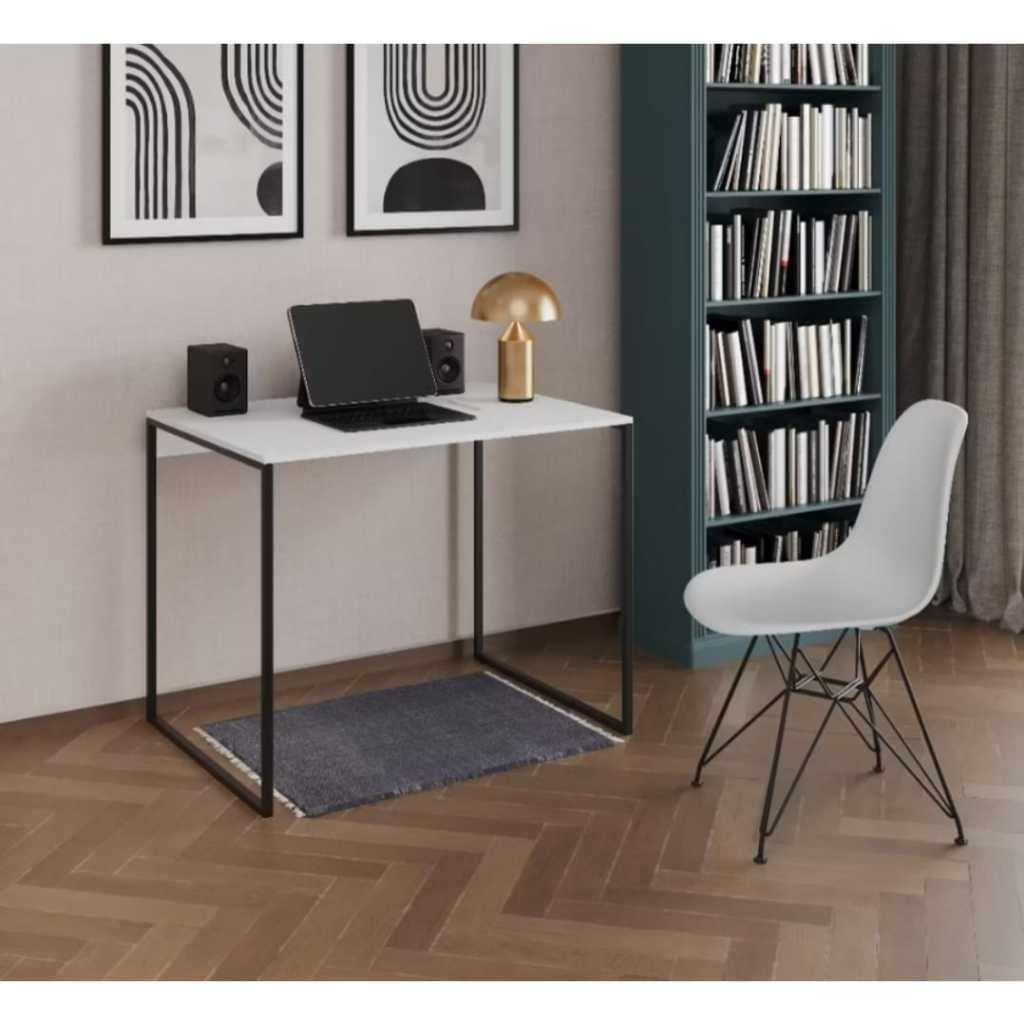 Escrivaninha Mesa 90cm de Escritório Multiuso Mesa Organizadora Preto e Branco Frete Grátis