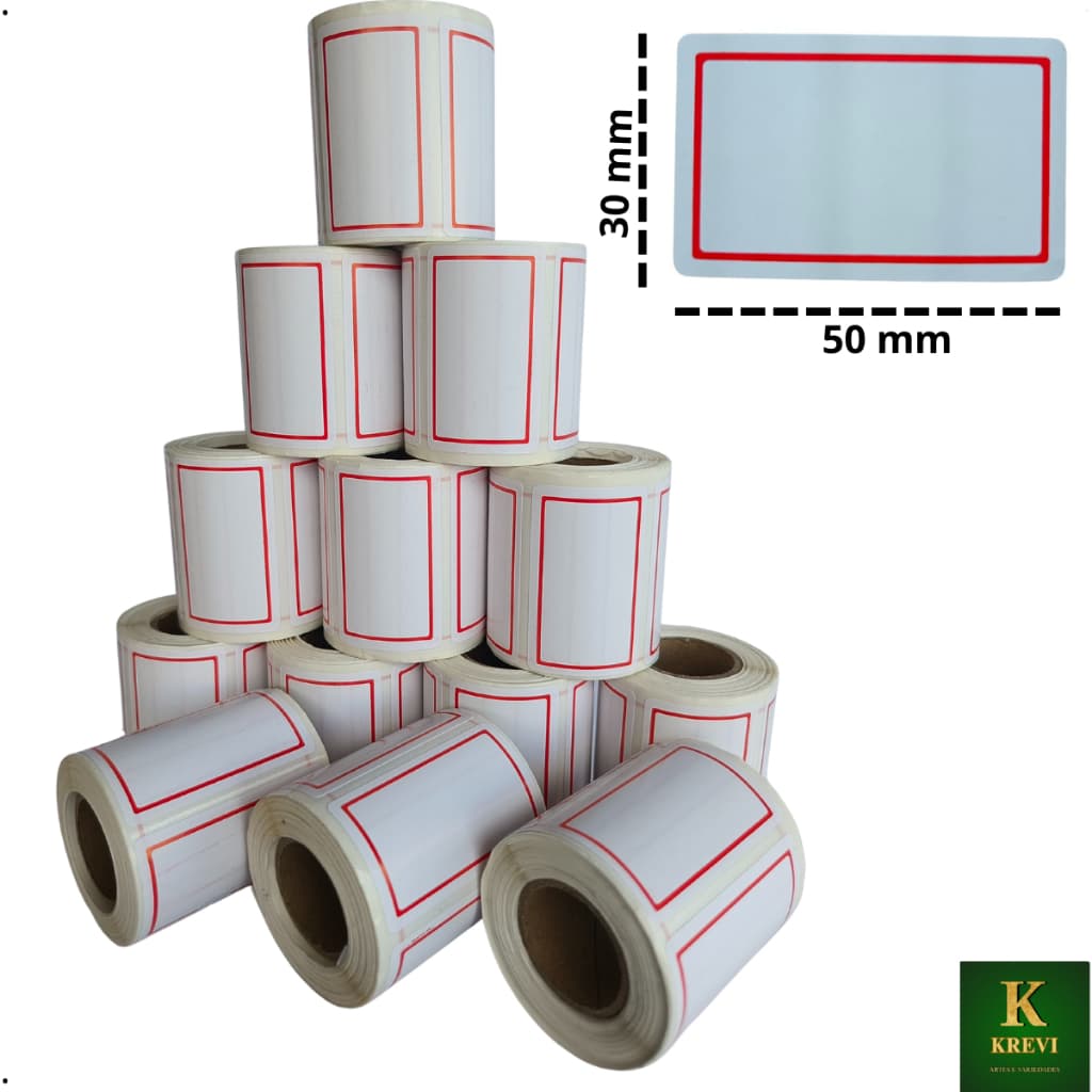 Etiqueta Adesiva multiuso para Preço 50x30mm  tarja vermelha fundo branca de preço  uso em geral N7