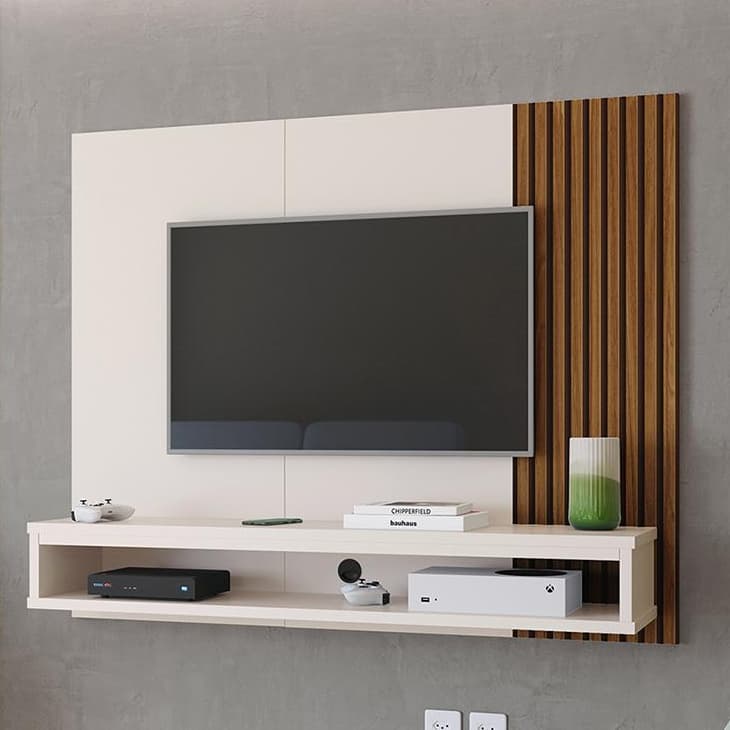 Painel para TV Cissa com Nicho Moderno Sala Quarto até 50 Polegadas