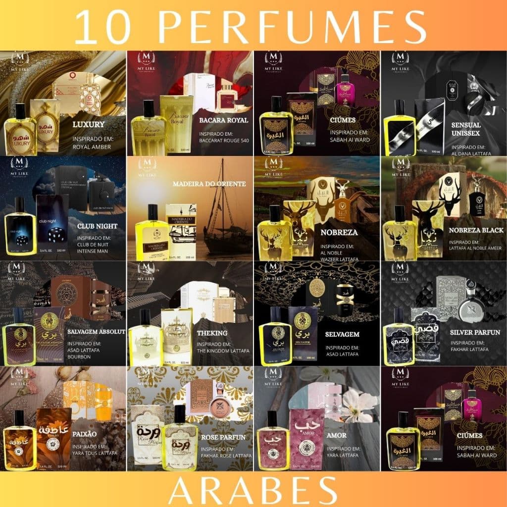 10 Perfumes Árabes My Like Fragrâncias Exclusivas 100ml Alta Fixação Ideal para Revenda e Presente Promoção