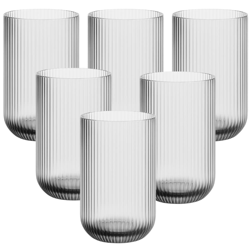 Conjunto 6 Copos De Vidro Rayé Canelado 430ml Água Suco
