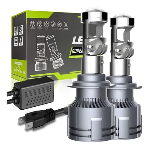 2Pcs Lâmpada Led H7 H4 Para Carro Luz Superconcentrada Farol Baixo E Alto 200W Alta Potência Com lente Farol Para Carro