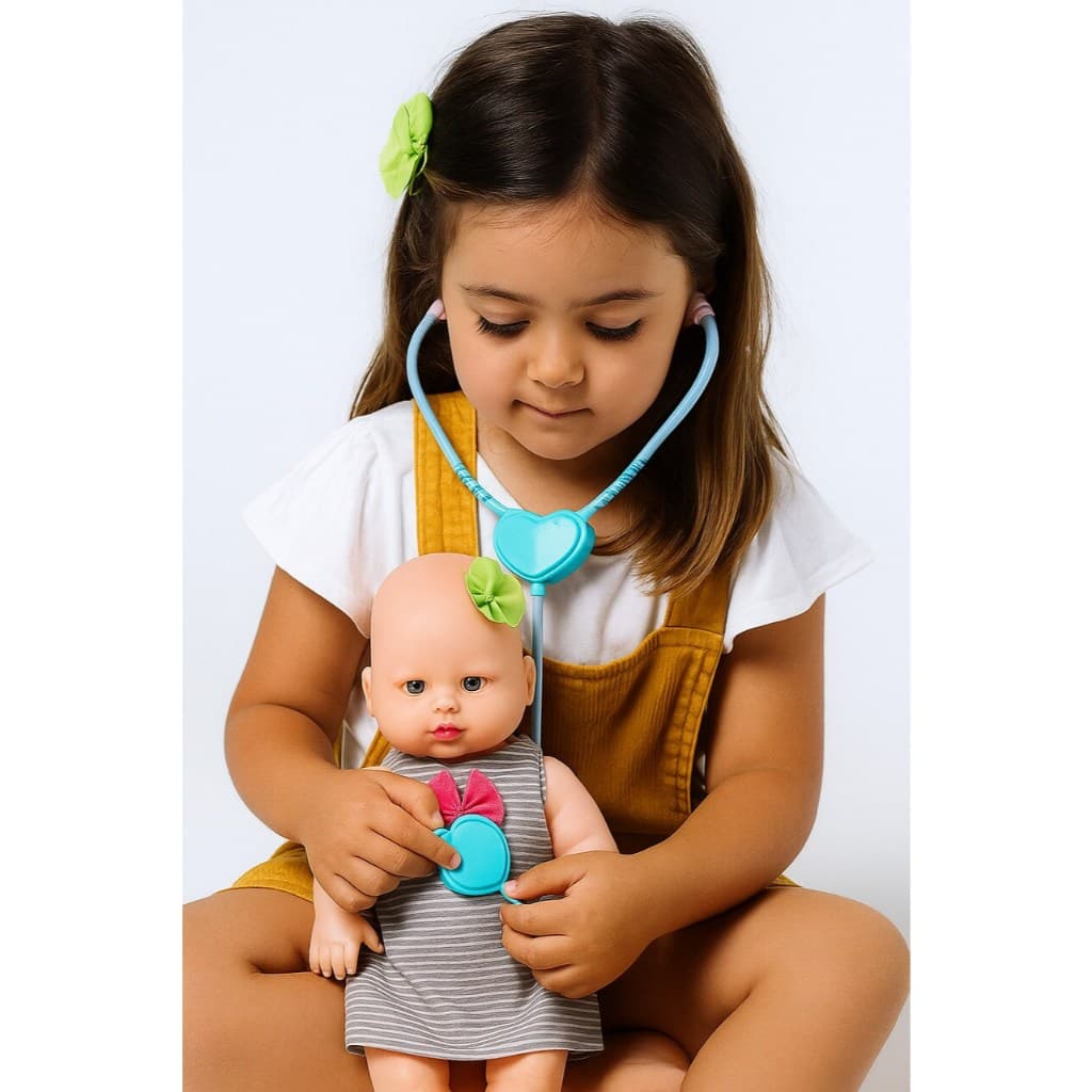 👩‍⚕️ Boneca Babidu Dodói com Kit Médico Estetoscópio + Termômetro + Otoscópio  🎁