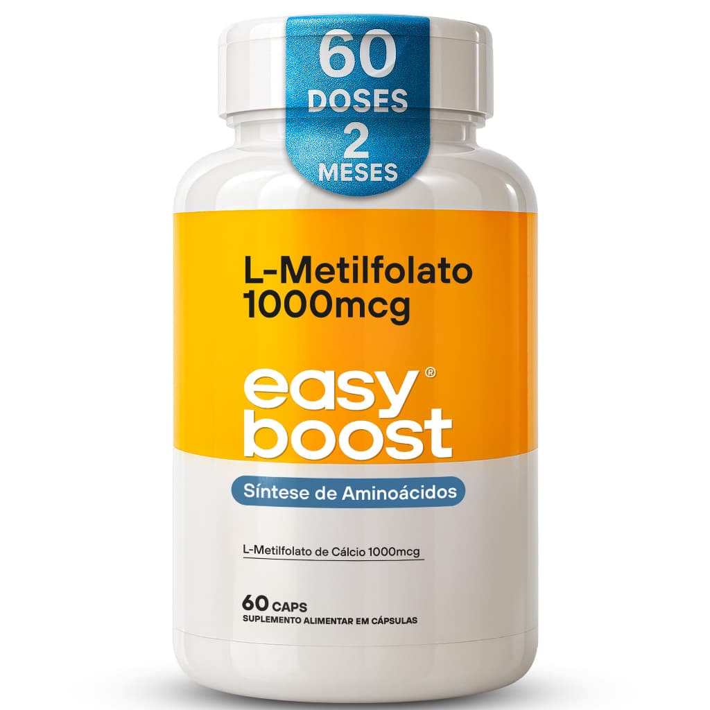 L- Metilfolato de Cálcio 1000mcg Easy Boost 60 Caps | Ácido Fólico Ativo B9