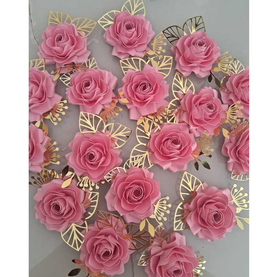 KIT Flores de papel- Decoração de bolo- Topo de bolo Flores de papel- Rosas de Papel