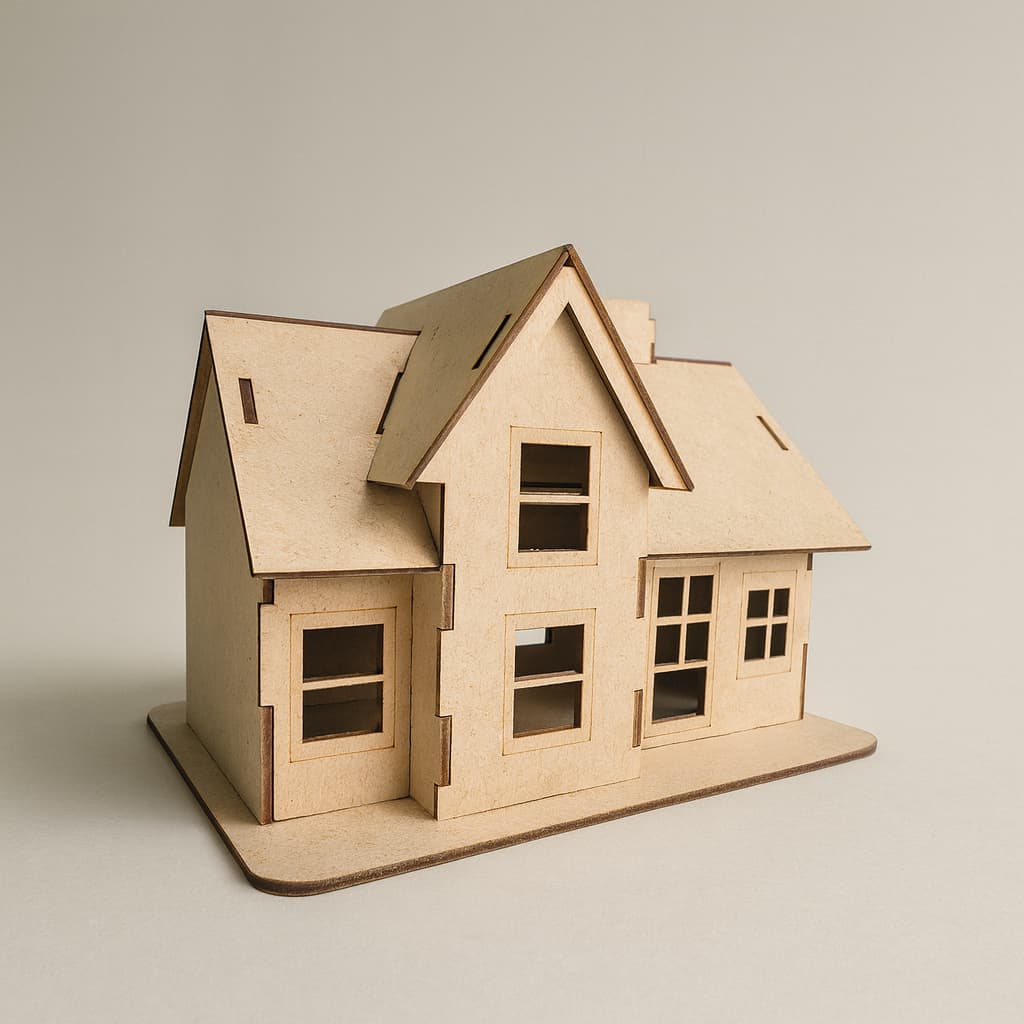 Mini Casinha Maquete Artesanato Casinha MDF Cru Artesanato Decoração
