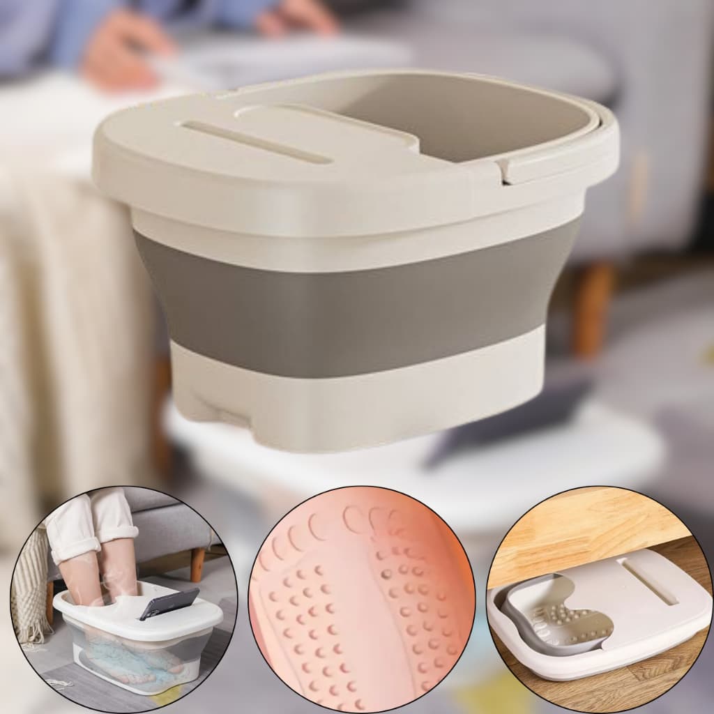 Banheira de Pedicure Dobrável 10 Litros Silicone Massageadores Spa Portátil Relaxamento e Limpeza