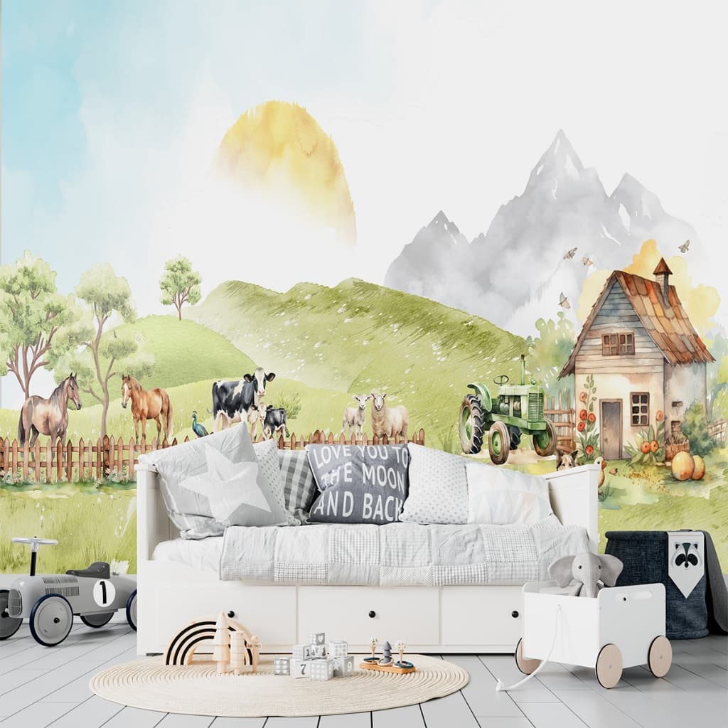 Papel De Parede Infantil Adesivo Decorativo Quarto Menino Fazendinha
