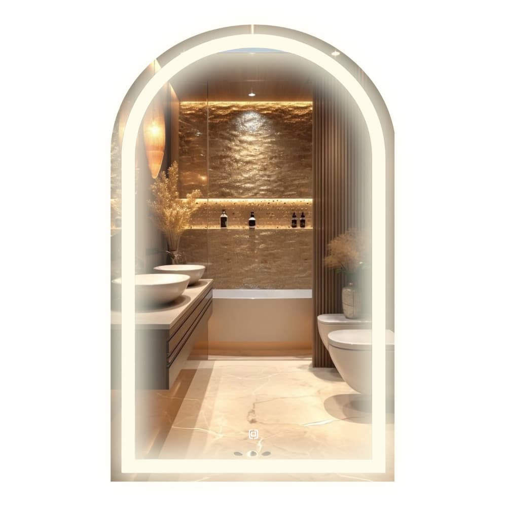 Espelho Led Oval Meio Corpo Jateado Decorativo com Luz 3 tons e Botao Touch Penteadeira Maquiagem