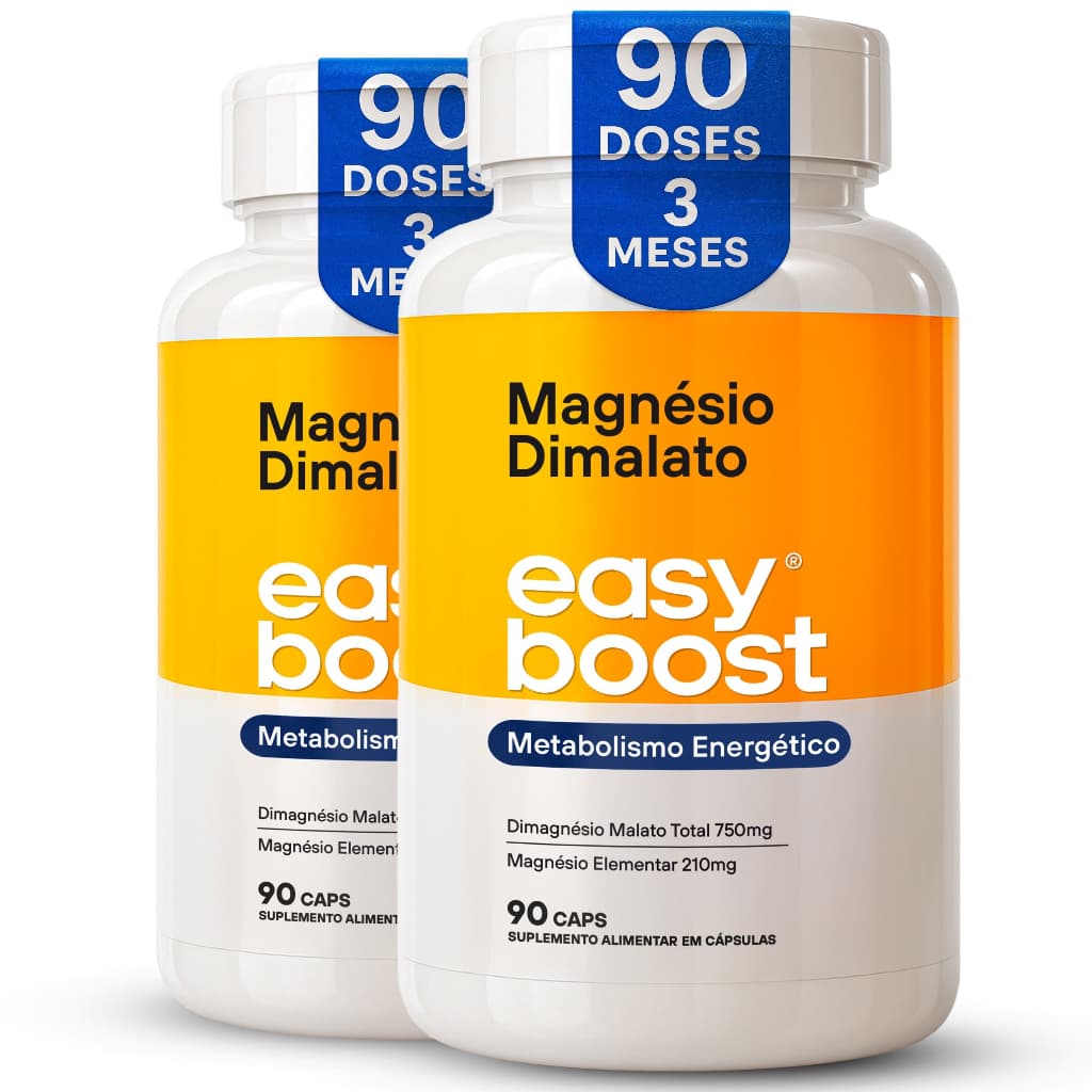 Magnésio Dimalato 100% Puro 1500mg Easy Boost  Kit 2x 90 Caps Cada | 180 capsulas