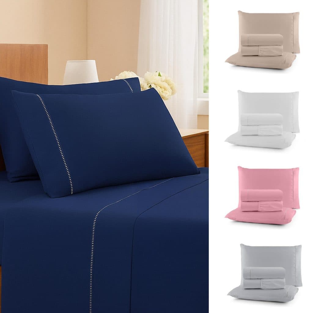 Jogo de Cama Lençol 3 Peças Casal, Queen, King, Solteiro 400 Fios Fronha Ponto Palito com Elástico
