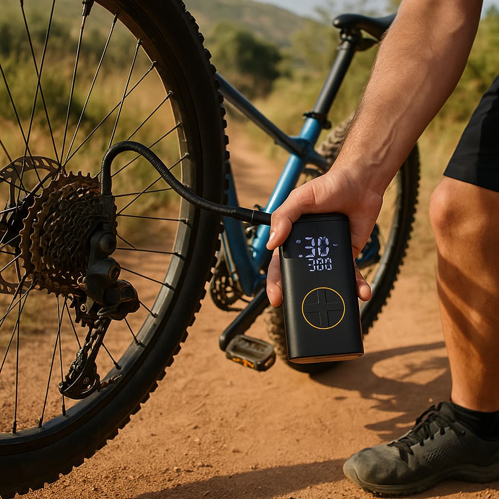 Bomba de Ar Digital Portátil Recarregável 80W 🚴🚗 Para Carro, Moto, Bike e Bolas com LED e Visor Digital