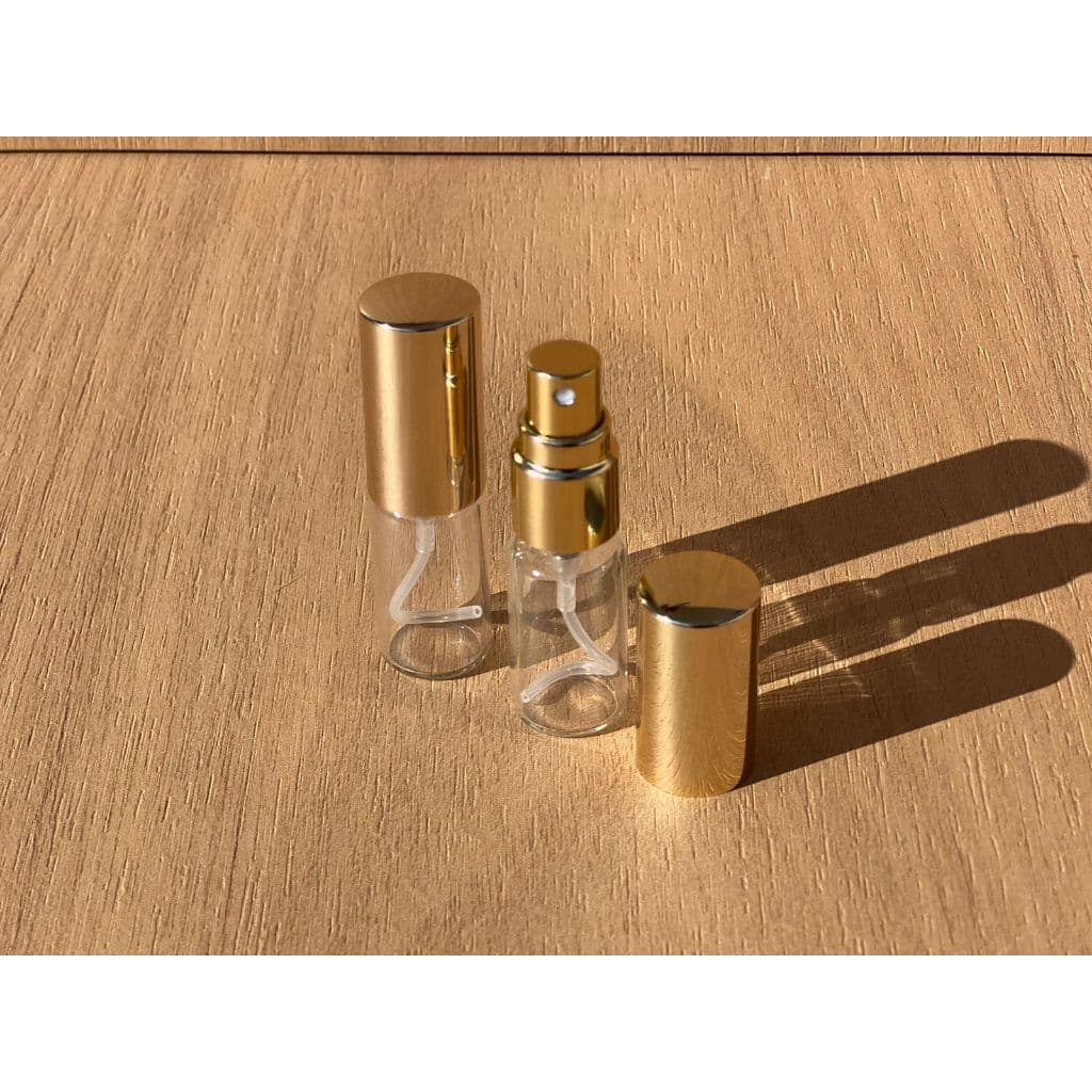 10 Frascos Flaconete de Vidro 5ml Válvula Luxo Ouro Branco