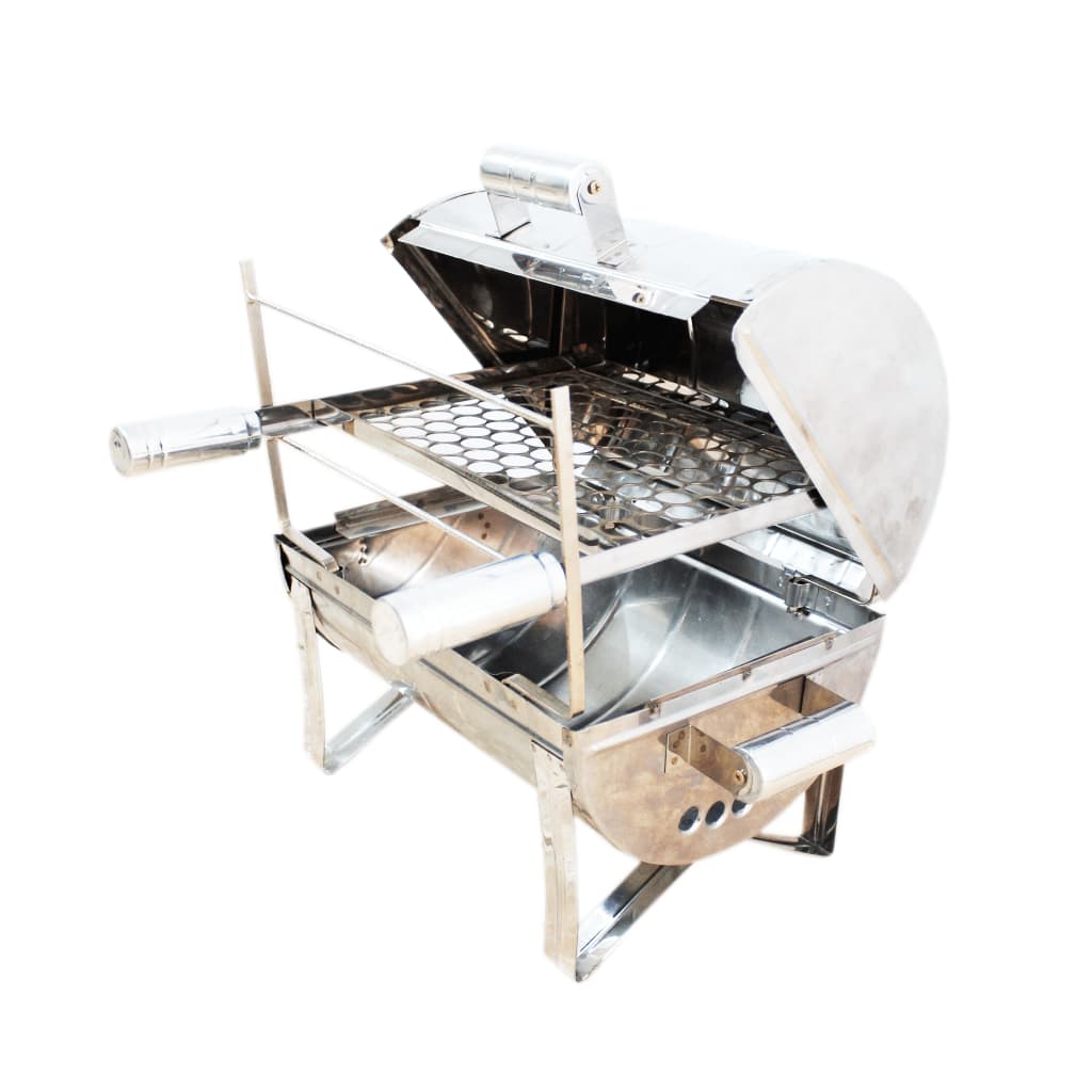 Churrasqueira Móvel de Mesa Camping Bafinho 2x1 Inox