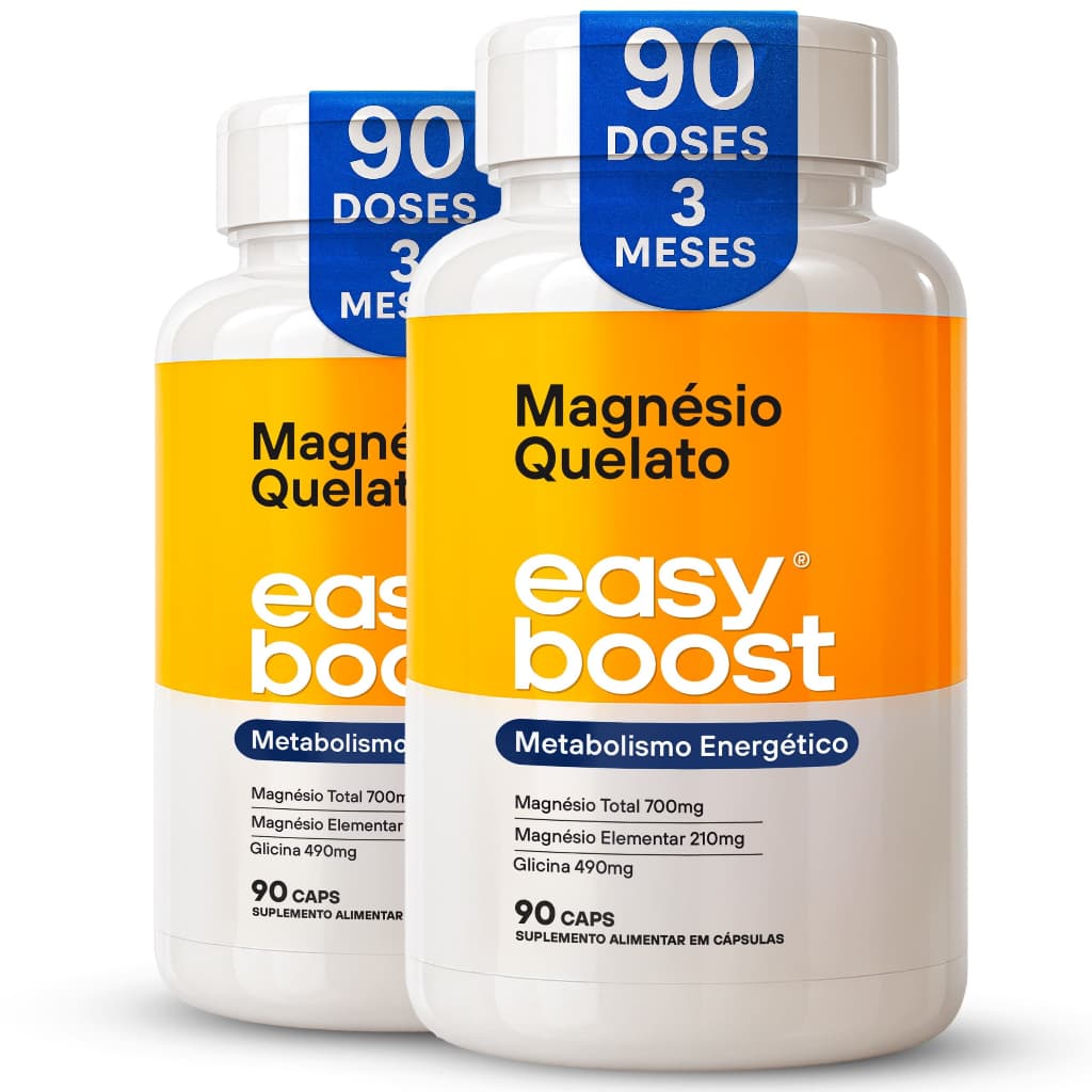 Magnésio Bisglicinato Quelado Easy Boost Kit 2x 90 Caps | Magnesio Quelato 180 caps