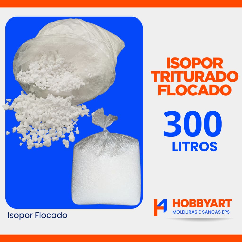 Isopor Triturado Flocado 300 Litros – Floquinhos de Neve Enchimento leve Ideal para Slime Puff Decoração e Construção