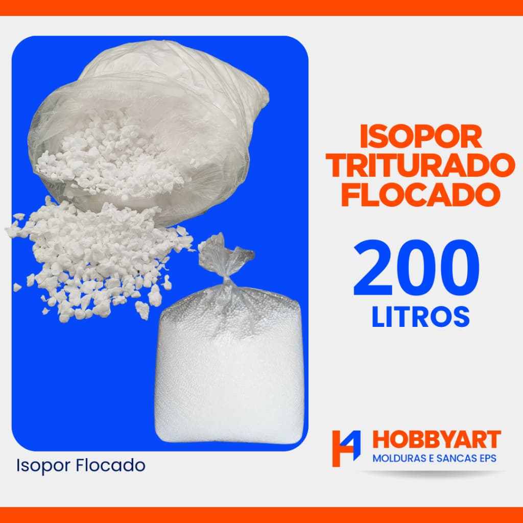 Isopor Triturado Flocado 200 Litros – Floquinhos de Neve Enchimento leve Ideal para Slime Puff Decoração e Construção