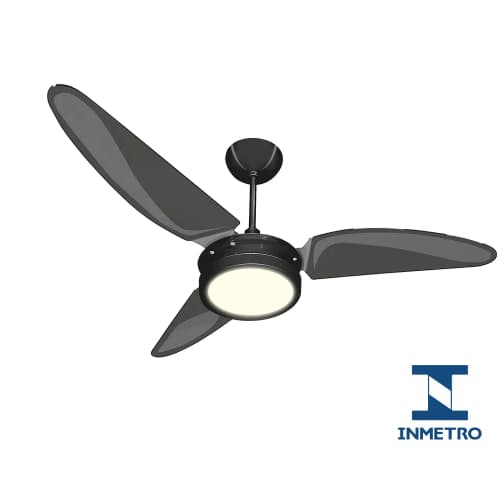 Ventilador Laura Preto Fumê com Led Branco Quente Resistente à Maresia 220V