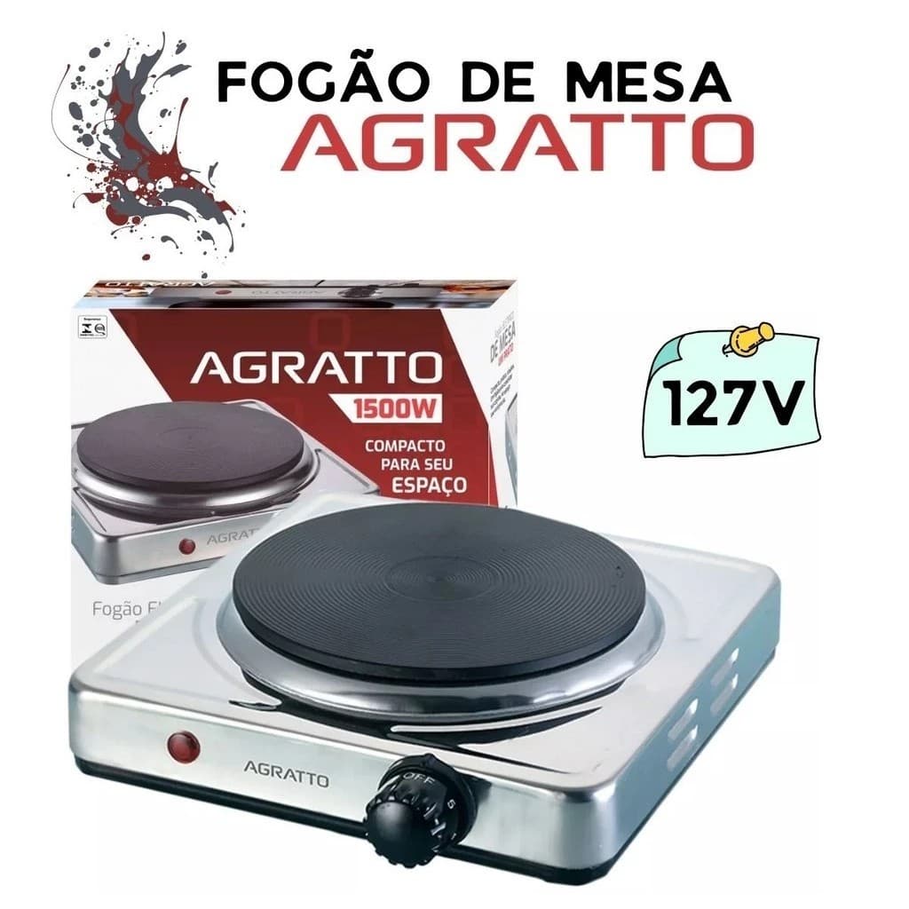 Fogão Elétrico Portátil 1 boca 127V 1000W - Sortida, Ideia Para cozinhar e Fazer Comida