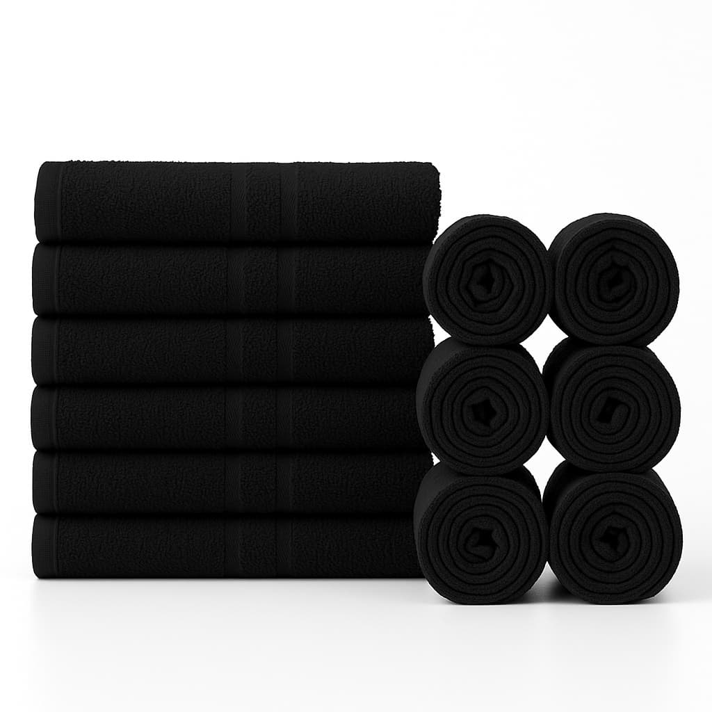 Kit 24 Toalhas para Barbearia Cabeleireiro e Estética 70x40 Extra Macias e Duráveis Branca Preta