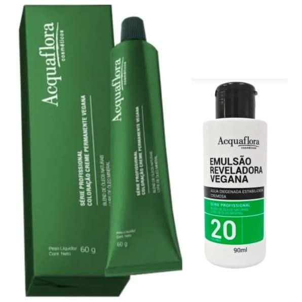 Tintura Acquaflora Vegana + Água oxigenada vegana 90ml - 20 volumes