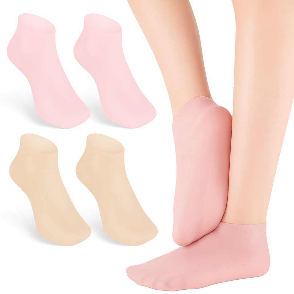Kit Meias Hidratante Silicone Pés Ressecados Rachados Calosidades Macios