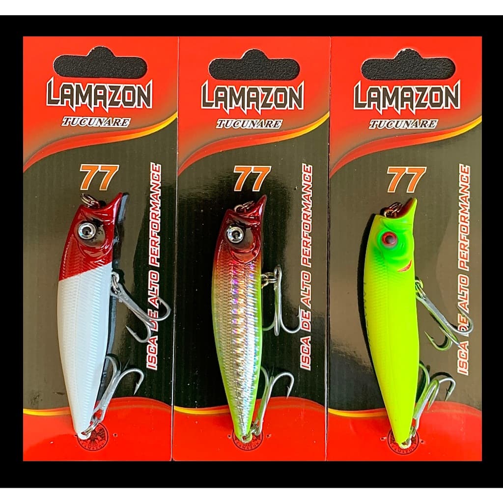 Kit C/3 Isca Artificial Meia Água 7,7cm 7gr Estilo Brava 77
