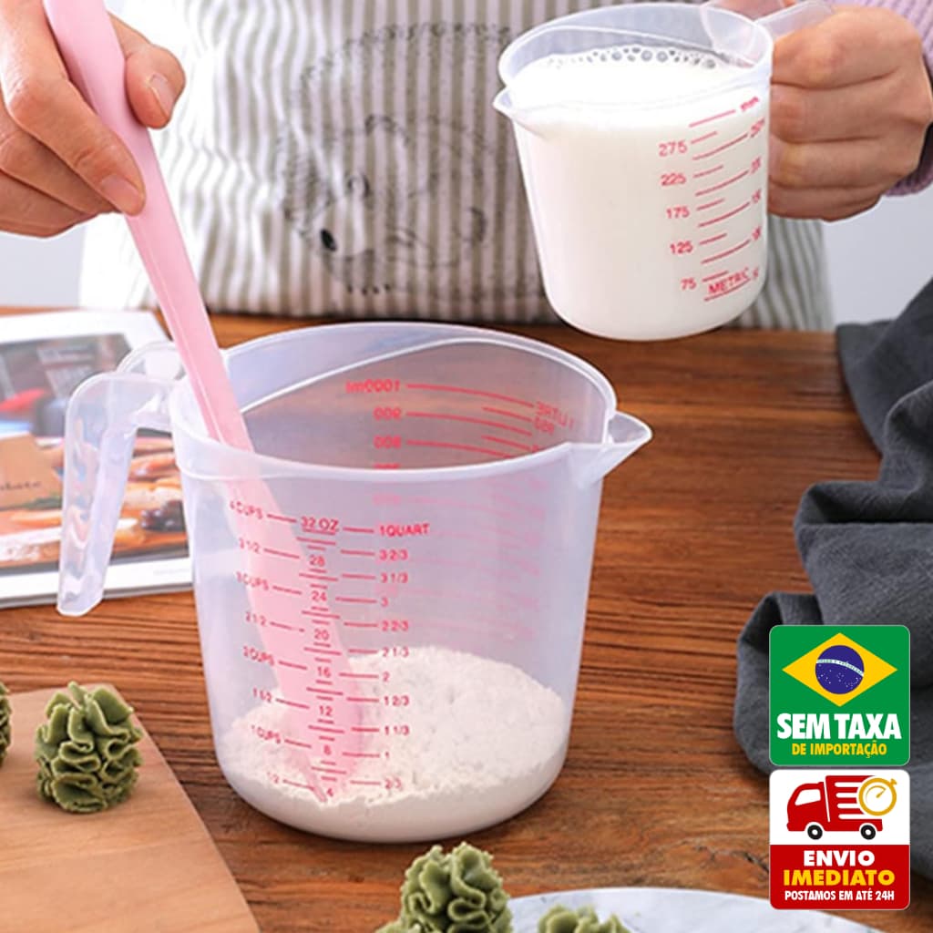Jarra Medidora Plástico com Alça 1L ou 2L Cozinha Transparente Prática Resistente