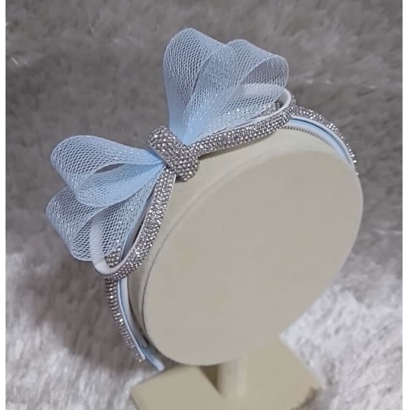 Tiara de Crinol com Meia Cana Prata  - SUPER LUXO - Tiara infantil de Cabelo Menina - Arco de cabelo