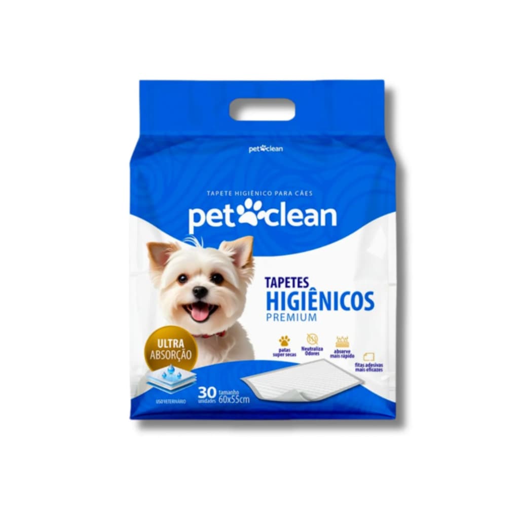 Tapete Higiênico Premium Ultra Absorção Gel para Cães Pet Clean 60 x 55 cm
