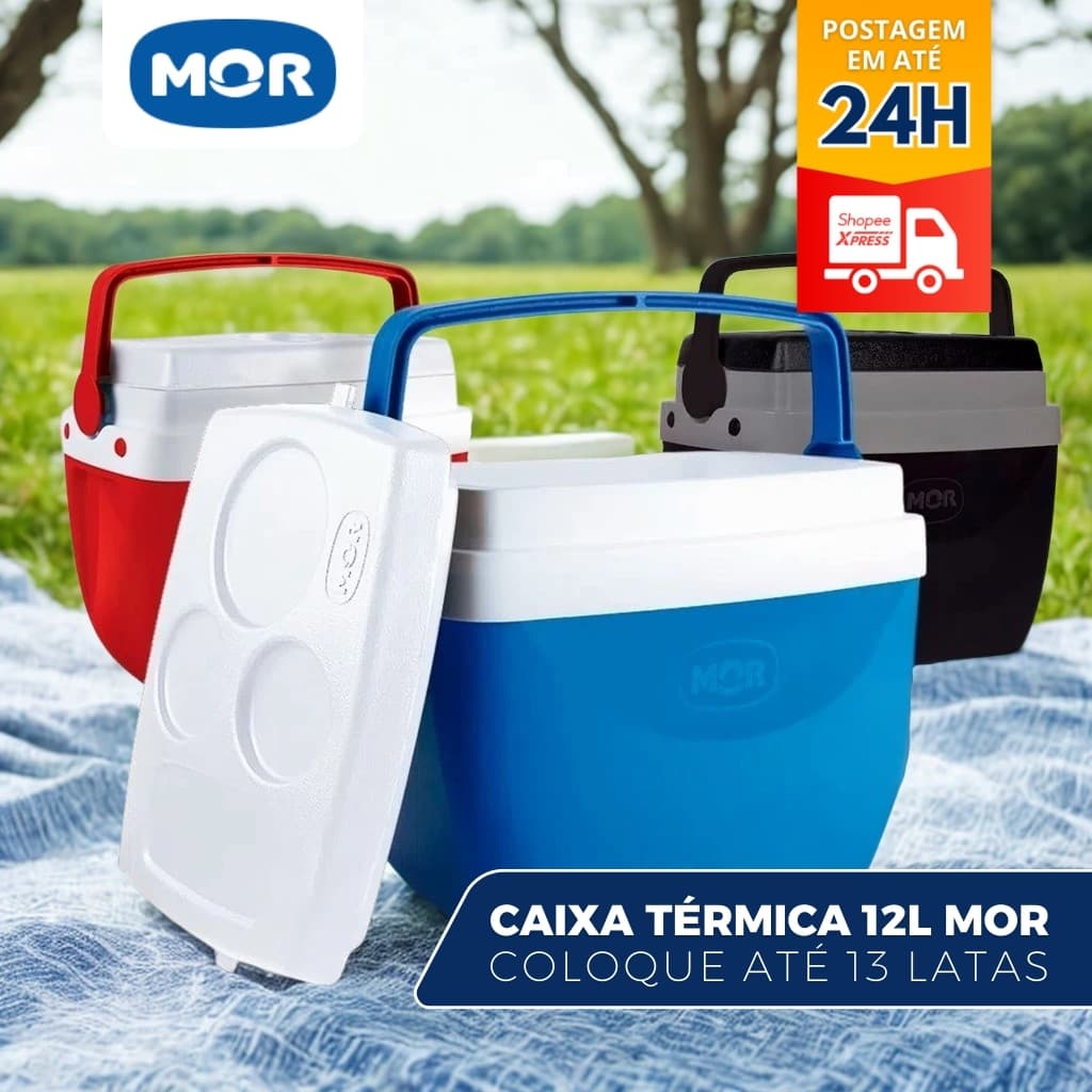 Cooler Caixa Térmica Preto Com Alça 12 Litros Para Bebidas Lanches