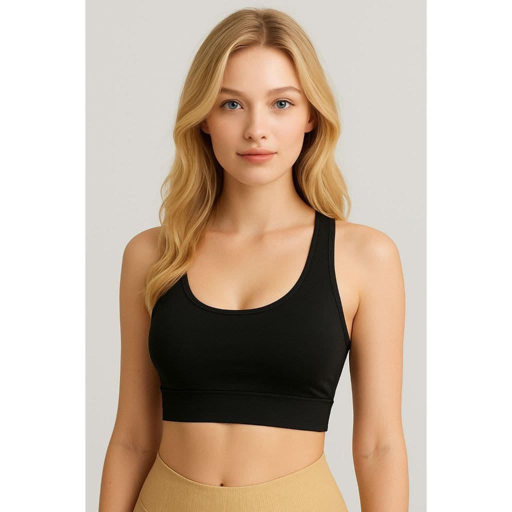Top Casual Feminino Nadador Fitness Academia - Sem Bojo - Dry Fit Confortável - Preto