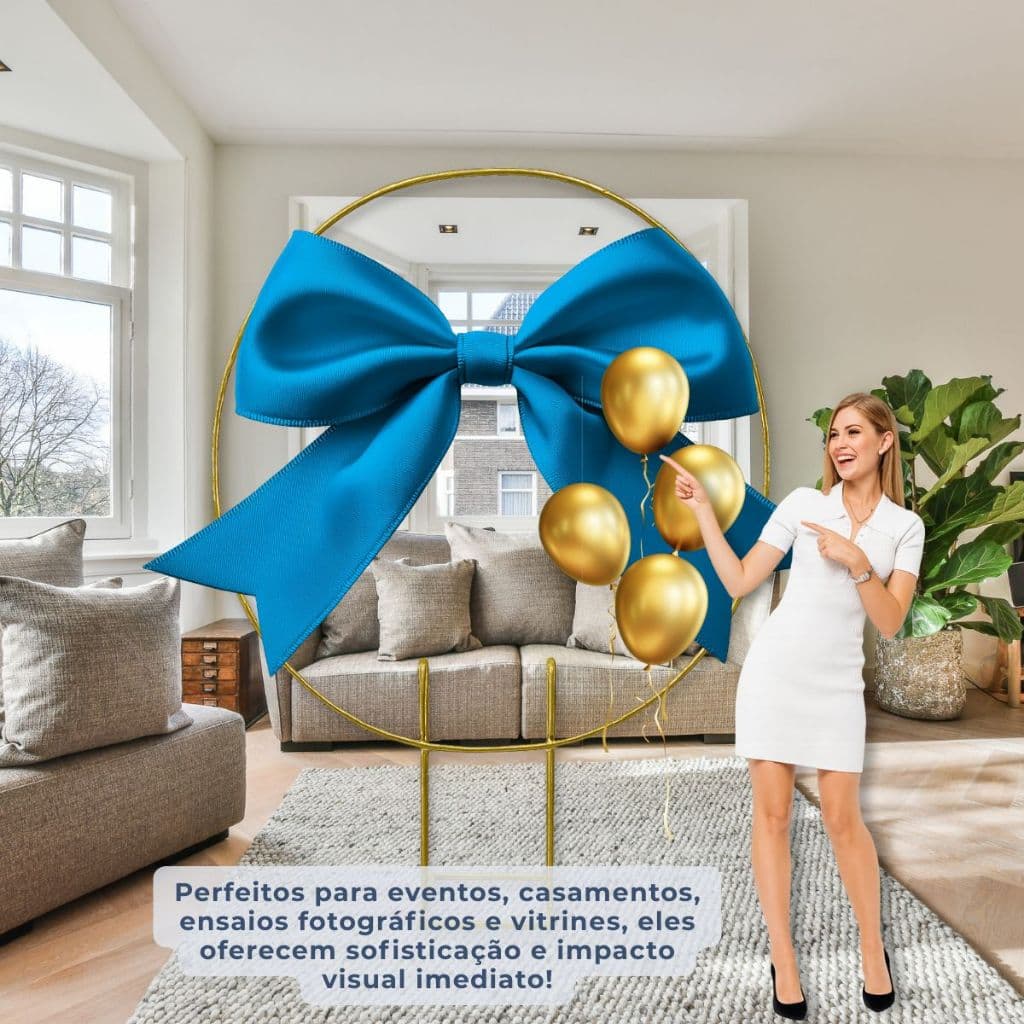 1 Painel de Festa Arco Desmontável Para Aniversário Chá de Bebê e Eventos 1.50mts Diâmetro Redondo Dourado