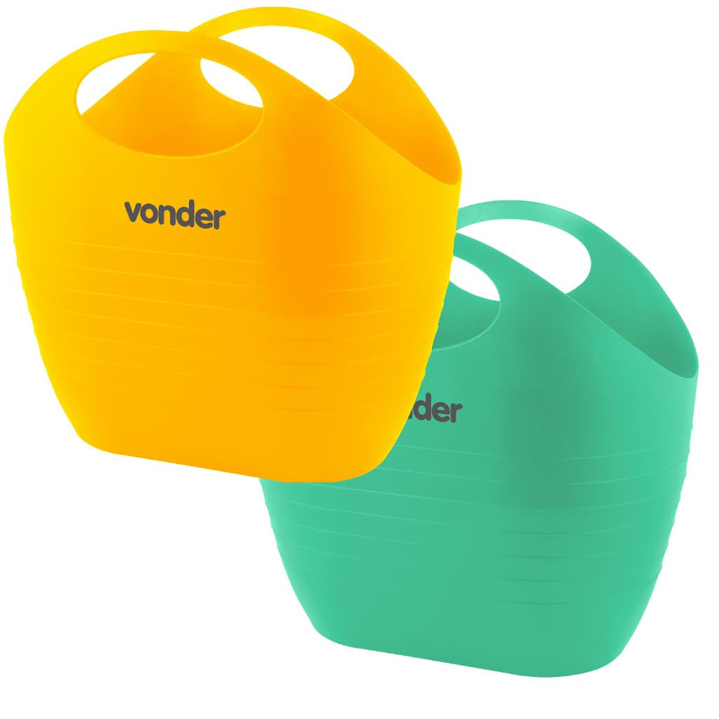Bolsa Balde Plástico Mercado Praia 20Litros Vonder - 1un uso Geral Amarela, Preta ou Verde