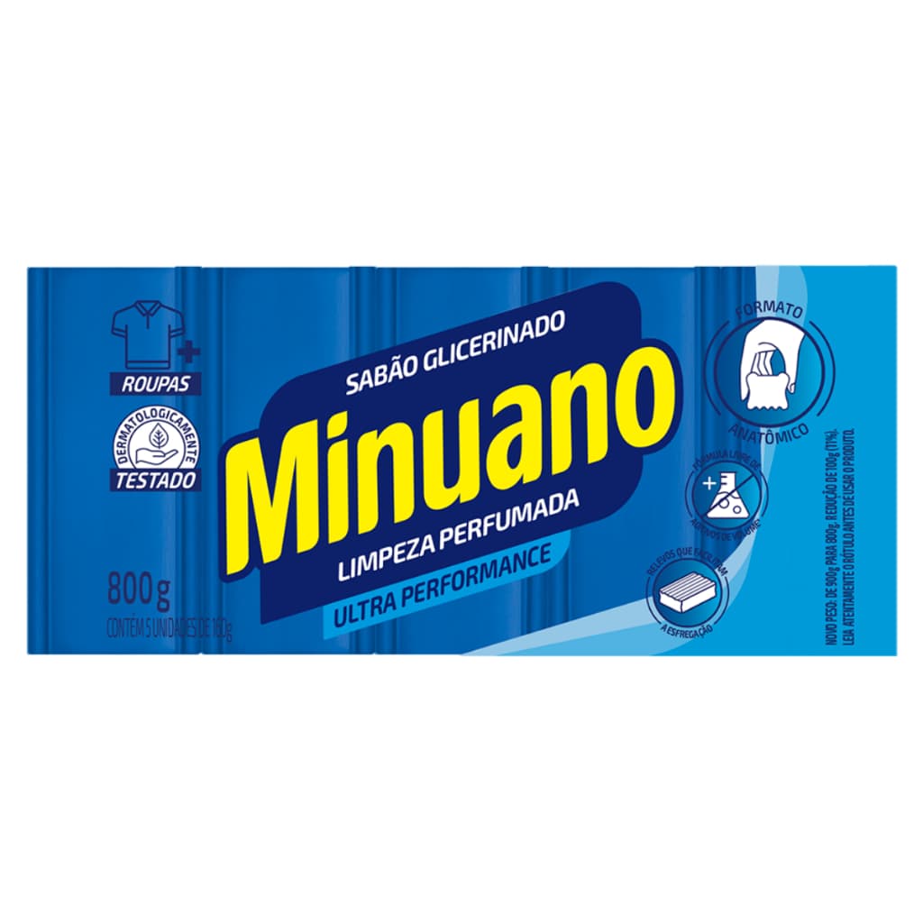 Sabão em Barra Minuano Azul 800g